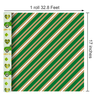St Patricks Day gift wrapping <b>paper</b> Green cartoon car with four <b>leaf</b> clover pattern Double sided printing customizable - Product Image 6