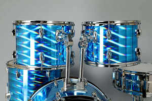 Batería TEAMO para Niños y Adultos de Cinco Tambores y Dos Platillos, Instrumento de Percusión de Madera Duradera con Caja, Bombo y Parches de Papel Aceitado en Azul - Product Image 5