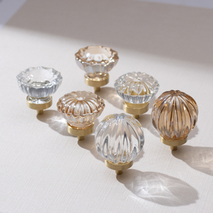 Boutons réglables en verre doré cristal laiton meubles armoire porte tiroir poignée chambre salle de bain armoires bureau couleur Champagne - Product Image 6