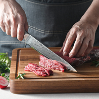 Couteau à découper en acier Damas VG10 de 8 pouces, couteau à découper la viande, ultra-affûté avec manche en bois d'olivier, couteau de cuisine professionnel