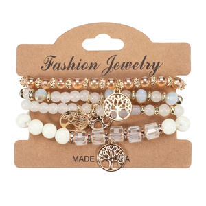 Fashion Jewelry Beaded Charm Bracelets Set For Women Boho Star <b>Tree</b> Leaf Butterfly <b>Crystal</b> Elastic Bracelets Gift Made In China - Product Image 6