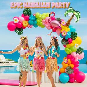 Kit d'arche de ballons sur le thème hawaïen, ballons <span class=keywords><strong>rose</strong></span> vif et orange pour les fêtes de bébé d'été, les fêtes à la piscine, les décorations de fête d'<span class=keywords><strong>anniversaire</strong></span> - Product Image 6
