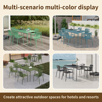 Tables et chaises de bar d'extérieur en aluminium sur mesure, meubles de jardin imperméables et résistants aux UV, ensembles de salle à manger pour villas et hôtels