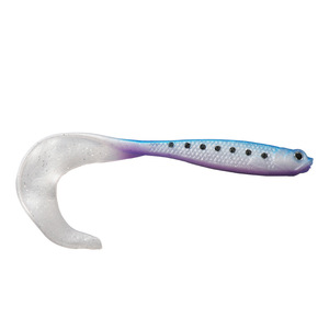 Señuelo blando con forma de pez y cola rizada de 12 cm para pesca de lubina, cebo blando biónico, señuelo de fondo, lombriz de cola única, señuelo de cola en T para pesca. - Product Image 1