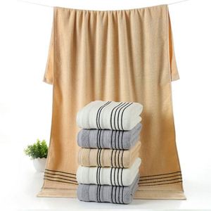 Serviette de bain rayée élégante en coton avec logo personnalisé, douce et absorbante, idéale pour la maison, la broderie en supermarché et les cadeaux d'hôtel - Product Image 1