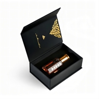 Flacon d'huile de parfum Attar arabe à bille de 3ml, 6ml, 12ml, avec emballage en carton gris et boîte cadeau en papier