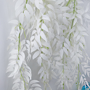 Décoration murale en feuilles de saule simulées Queyiyi Flowers, 30cm-100cm, blanc, vert, gris, pour intérieur et extérieur, décoration de mariage, décoration de la maison - Product Image 3