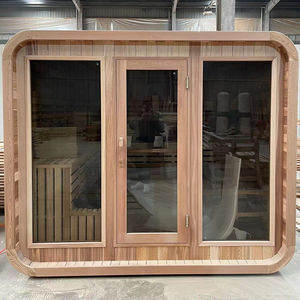 Sauna à vapeur extérieur pour 2 personnes avec fenêtres en traverse, poêle à bois traditionnel, construction en bois massif, cèdre rouge/hemlock, 6 kW - Product Image 2