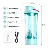 Bouteille shaker électrique 600 ml, shaker automatique pour protéines, bouteille mélangeuse rechargeable pour la salle de sport, logo personnalisé, vente en gros