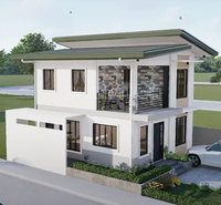 Maison préfabriquée de style industriel, villa modulaire élégante avec balcon, maison préfabriquée de luxe avec garage et balcon