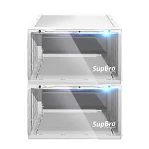 DY238 SupBro LED Voice-activated transparent side open stackable shoes Storage Box light up shoe box with led light