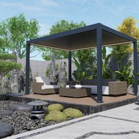 Pergola à lames orientables en aluminium pour extérieur toutes saisons, toit réglable, personnalisable pour les centres de villégiature, les cours et l'aménagement paysager