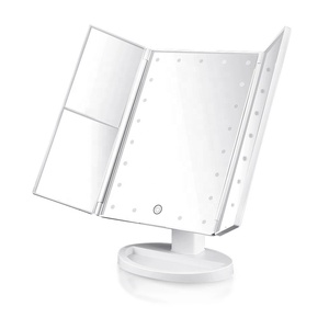 Bán buôn Hot Ba trifold gương Máy tính để bàn đứng có thể gập lại du lịch Vanity xách tay LED gương trang điểm với LED ánh sáng - Product Image 3