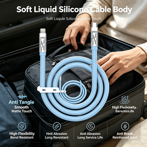 Câble de charge en silicone Type C vers Lightning 27W PD avec LED lumineuse colorée, connecteur en alliage de zinc, synchronisation rapide des données 3A pour <span class=keywords><strong>iPhone</strong></span> 6 à 14 et iPad - Product Image 3