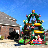 Nouvelle conception de château gonflable géant commercial en forme de sapin de Noël, en PVC, pour les fêtes et les festivals