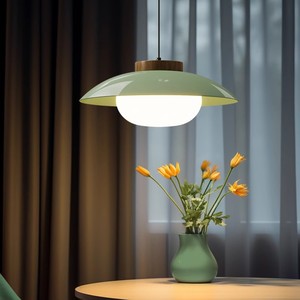 Lámpara Colgante Estilo <span class=keywords><strong>UFO</strong></span> con <span class=keywords><strong>LED</strong></span> de Espectro Completo | |   Lámpara de araña nórdica de madera y vidrio para cafetería, restaurante y bar - Product Image 2