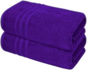 2x Serviettes de bain extra larges - Serviettes de plage 100% coton |   300-499 GSM |   Lot de 2 (violet) - Product Image 1