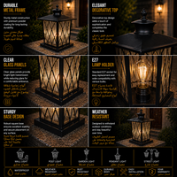 Lampe de poteau extérieure moderne de style européen avec cadre en arche croisée et verre cannelé