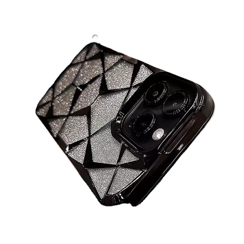 Nuovo Design 3D scavato Glitter Bling custodie per telefono nero per iPhone 15 14 13 12 11 Pro Max ragazze Cover posteriore per cellulare