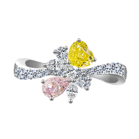 Bague de mariage pour femme Madonna jaune rose en diamant cultivé en laboratoire or blanc 18 carats platine pour anniversaire