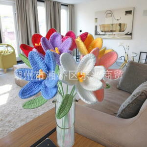 Bouquet de fleurs en laine colorées, tissées à la main, cadeau personnalisé, fleurs au crochet faites à la main, cadeau pour elle - Product Image 1