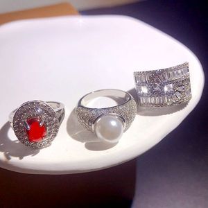 批发散装盲盒饰品奢华时尚饰品混合全锆微镶大宝石戒指女男士随机 - Product Image 5