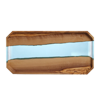 Plateau en bois moderne fait main et écologique avec résine époxy, organisateur de bijoux, porte-bagues, rangement décoratif pour clés, pour salle de bain/table