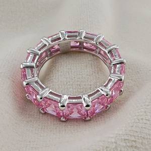 Модное парное теннисное кольцо 925 серебряное Ювелирное кольцо красивый розовый циркон модное кольцо - Product Image 6