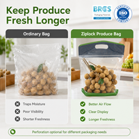 Anti-condens, milieuvriendelijke, food grade ziplock zak, trapeziumvormig, voor bladgroenten, dikke OPP, supermarkt display pouch
