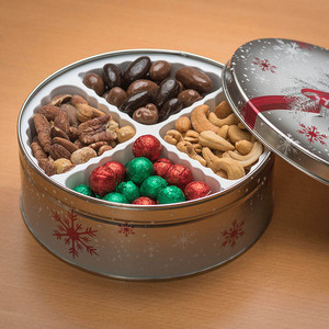 Boîtes à noix imprimées personnalisées Conteneur en métal pour biscuits et biscuits Boîtes à confiserie rondes pour stockage en gros - Product Image 5
