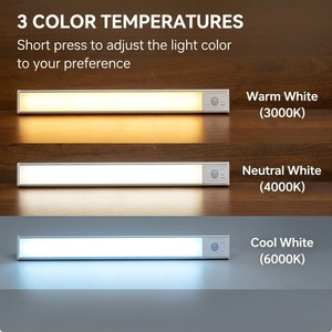 Smart PIR Motion <b>Sensor</b> <b>LED</b> Cabinet <b>Light</b> Aluminum Alloy Rechargeable Under Counter <b>Light</b> With Type-C Charging - Product Image 2