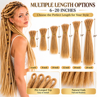 Extensions de dreadlocks pré-bouclées 100 % cheveux humains, faits à la main, en cheveux caucasiens, avec pointes lâches, vendues à l'unité