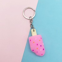 Llavero de PVC 3D con diseño de helado de dibujos animados, colgante de comida simulada multicolor para bolsos