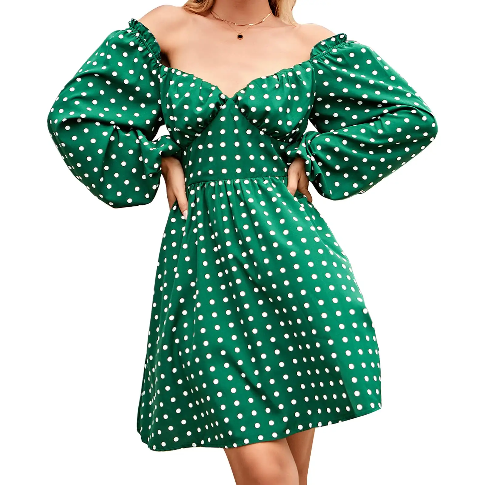 Fashion Elegant Polka Dot A-Line Dress Custom Designed Mini Casual Short Dresses Women