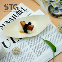 STG 7 pouces Vente en gros Plateau à sushi écologique en bois de peuplier pour restaurant, buffet de fruits de mer, service individuel de sashimi, Système alimentaire BRCGS