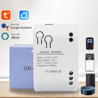 Module de relais intelligent WiFi Tuya avec télécommande sans fil, interrupteur DC 7-32V 10A 433MHz RF pour domotique, garage, extérieur, hôtel, utilisation via application