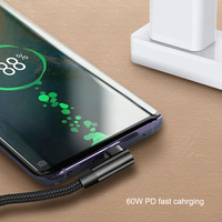 Cable USB-C Trenzado de Nailon en Ángulo Recto de 0.5M/1M/2M con Conductor de Cobre Puro, Carga Rápida de 60W para Teléfonos Móviles