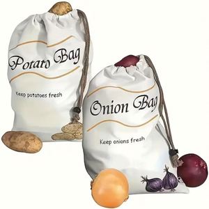 Bolsa Reutilizable de Lona para Almacenamiento de Vegetales, Cuadrada, Resistente, para Mantener Frescos Patatas, Cebollas, Tomates y Frutas - Product Image 2