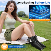 Masseur de pieds et de chevilles à compression d'air avec chaleur, 3-en-1, pression par airbag, vibration, sans fil, télécommande, batterie 3000 mAh