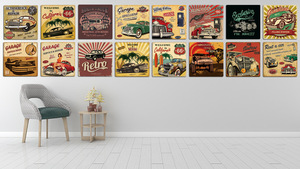 Nuova Targa in Latta Vintage Personalizzata, Decorazione da Parete in Stile Industriale Americano 30x30cm Senza Cornice <span class=keywords><strong>con</strong></span> <span class=keywords><strong>Auto</strong></span> Classiche - Product Image 5