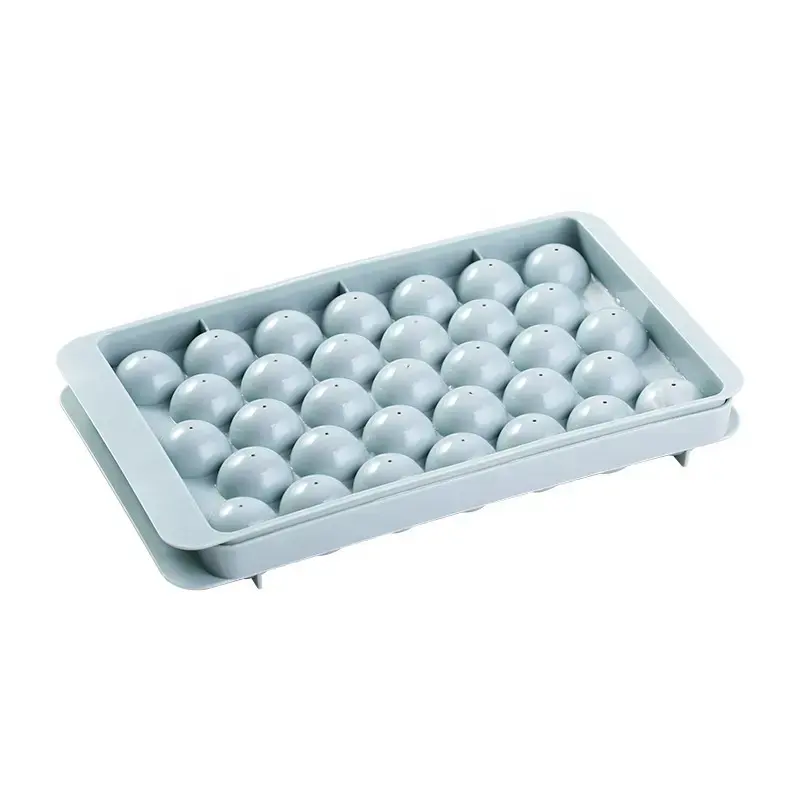 Home Ice Bucket With Lid Plastic Mold Reusable 33 Cavity Multi-Lattice Ice Ball Maker Mold for Freezer