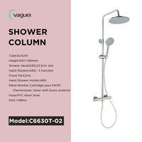 Colonne de douche thermostatique à grand diamètre homologuée EN817 avec barre coulissante