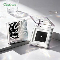 Boîte à poudre compacte carrée personnalisée, irisée, électro-plaquée, avec coussin magnétique, rechargeable, couleur unique, vide