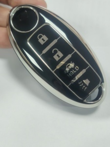 <span class=keywords><strong>Cover</strong></span> per Chiave Auto in TPU Nero con Bordo Argento a 4 Pulsanti per <span class=keywords><strong>Nissan</strong></span> Fit Sylphy X-Trail Teana <span class=keywords><strong>Qashqai</strong></span> Juke Tiida Bluebird - Product Image 3