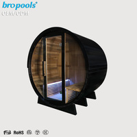 Sauna Barrel Outdoor Modern 2-6 Orang Kayu Solid dengan Kompor Listrik Kontrol Komputer Mewah untuk Villa & Spa Taman