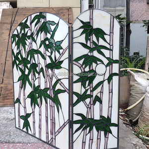 Mampara de Chimenea de Vidrio Tallado Tiffany con Diseño de Bambú Estilo Europeo de 40''*28'', Personalizada, Sólida, para Decoración de Sala de Estar o Recibidor - Product Image 3