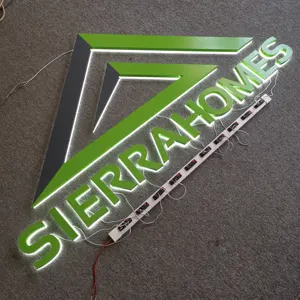 Led Name Sign High Quality Easy Wall Mounted LED Reversed Stainless Steel Company Brand Name LED Backlit Letter Sign