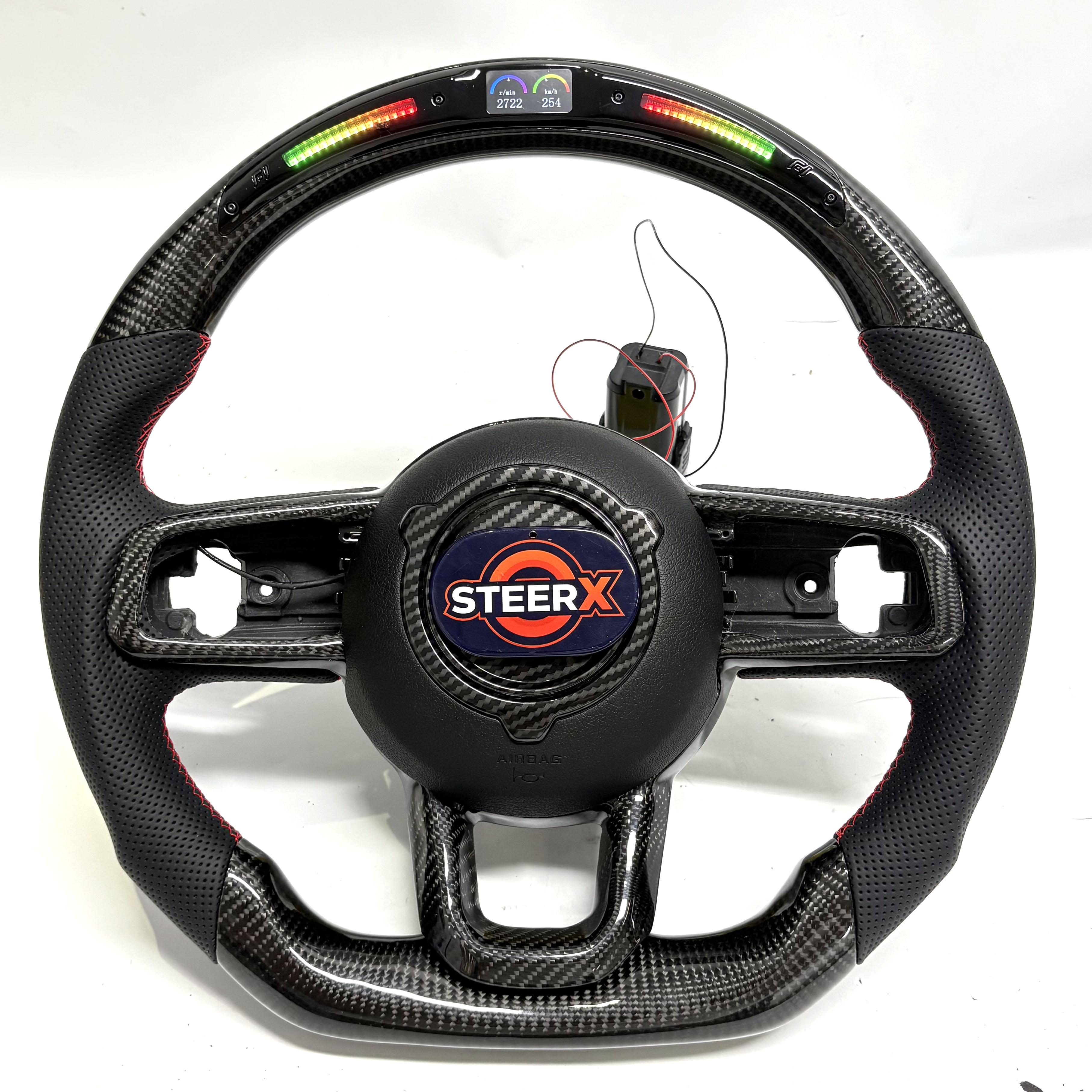 Keenso Carbon Fiber Look Steering Wheel With Perforated Leather For JL JLU JT 2018-2024, Ergonomically Designed Hand Grips And Paddle Shifter Holes - View #5