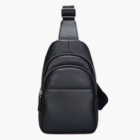 Sac de Poitrine Homme Haut de Gamme en Cuir de Vachette Pleine Fleur, Sac Bandoulière Vintage en Cuir Grainé, Sac à Dos Décontracté à Bandoulière avec Poche Arrière