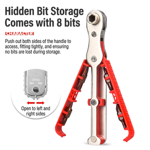 Flat Head Ratcheting <b>Screwdriver</b> With Rotating Cap For Narrow Spaces Diy Tool Polished Finish Plastic Handle - Product Image 4